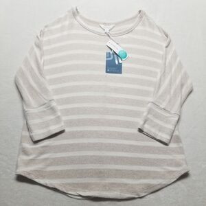 Market & Spruce XL Knit Top Super Soft Striped Beige Cream Dolman Sleeve NEW